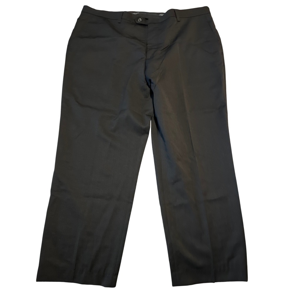 Pronto Uomo‎ Platinum Mens 40x27 Black 100% Wool Flat Front Dress Pants Trousers
